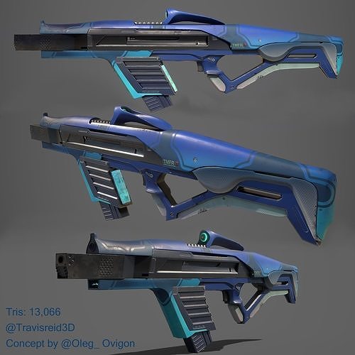 Sci Fi gun Low-poly 3D model