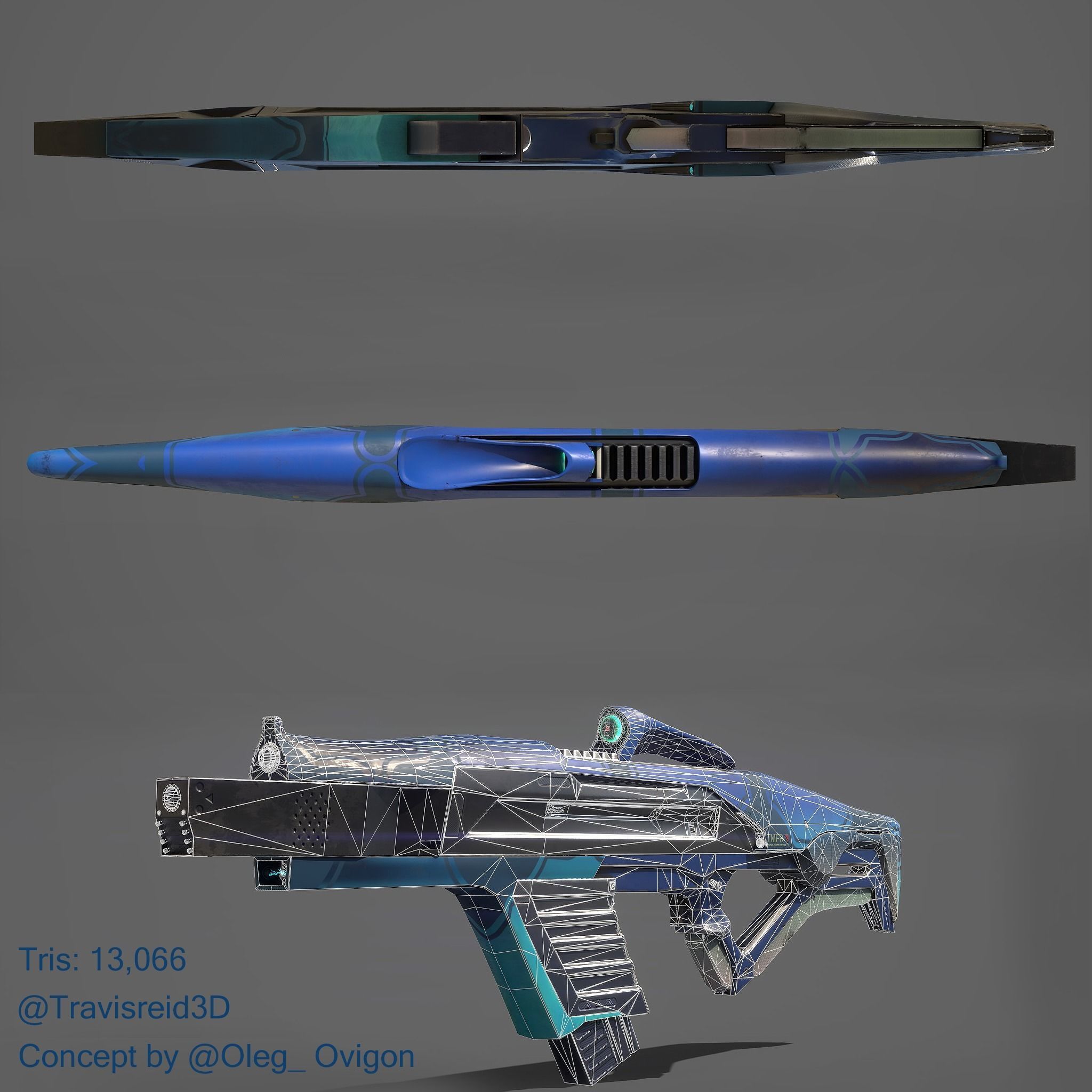 Sci Fi gun Low-poly 3D model_2