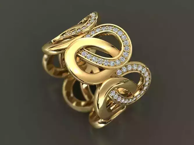 infinity chain ring diamond jewelry 3D print model