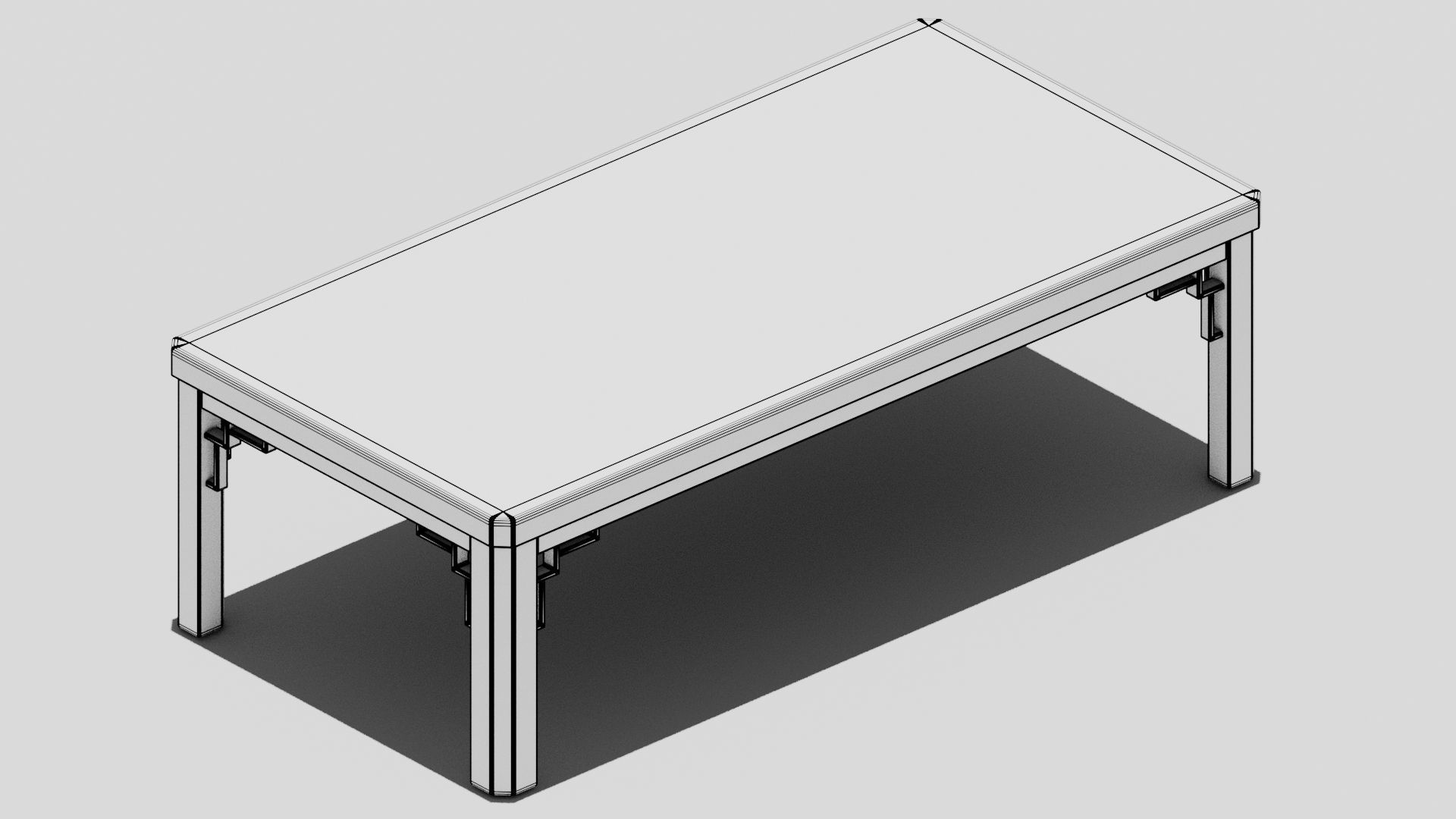 Japanese Furniture Kit - Coffee table Low-poly 3D model_6