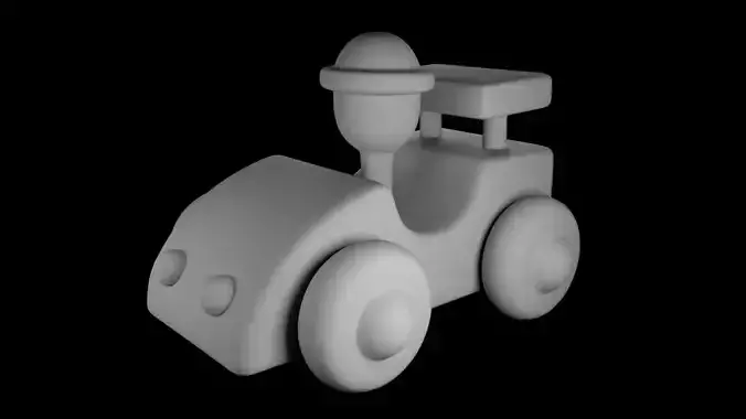 Small Wooden Car Free 3D model