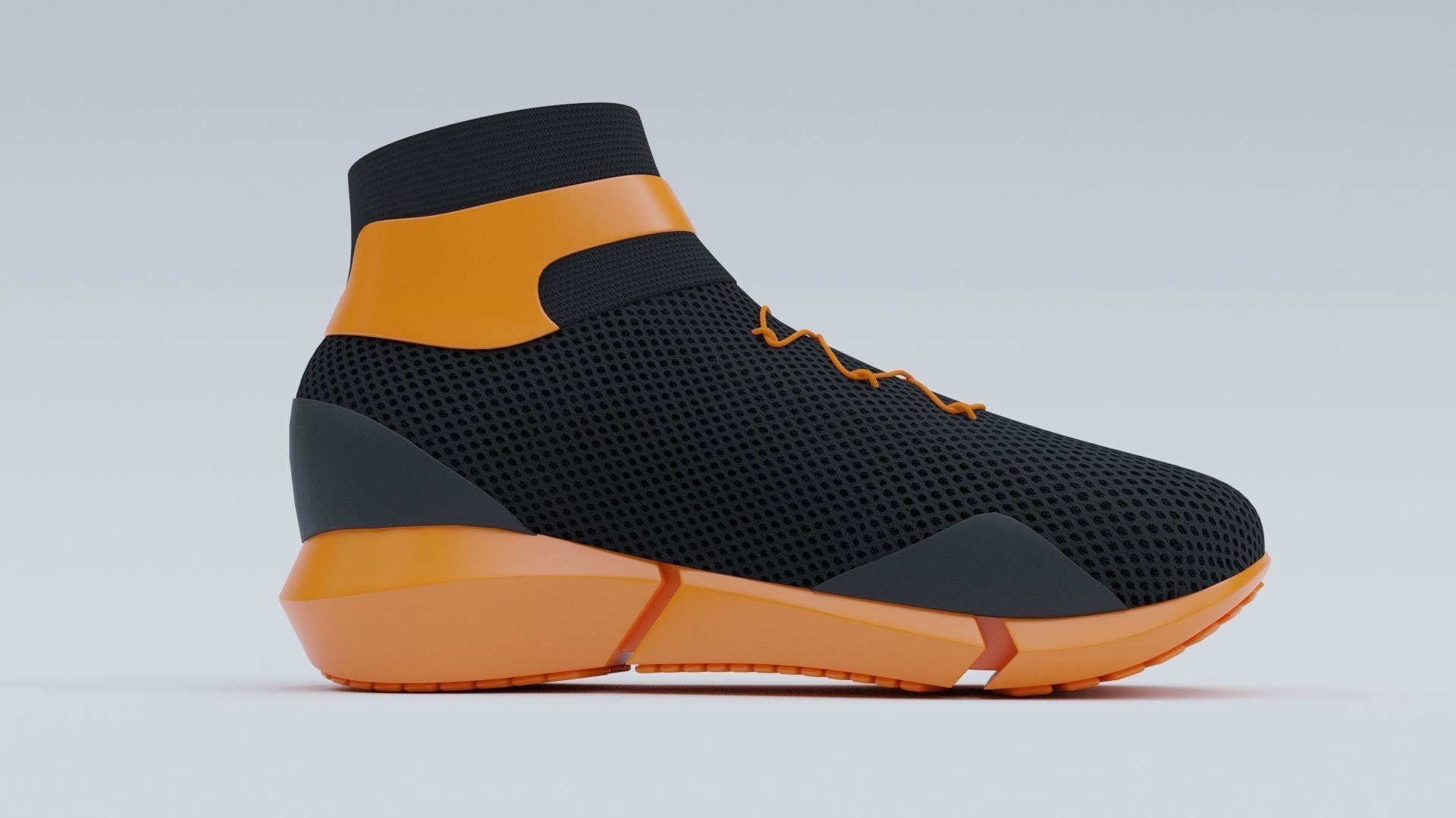 Sneakers orange sneaker Low-poly 3D model_3