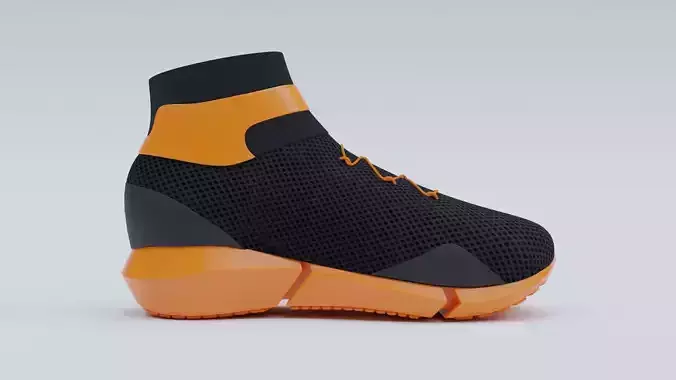 Sneakers orange sneaker Low-poly 3D model