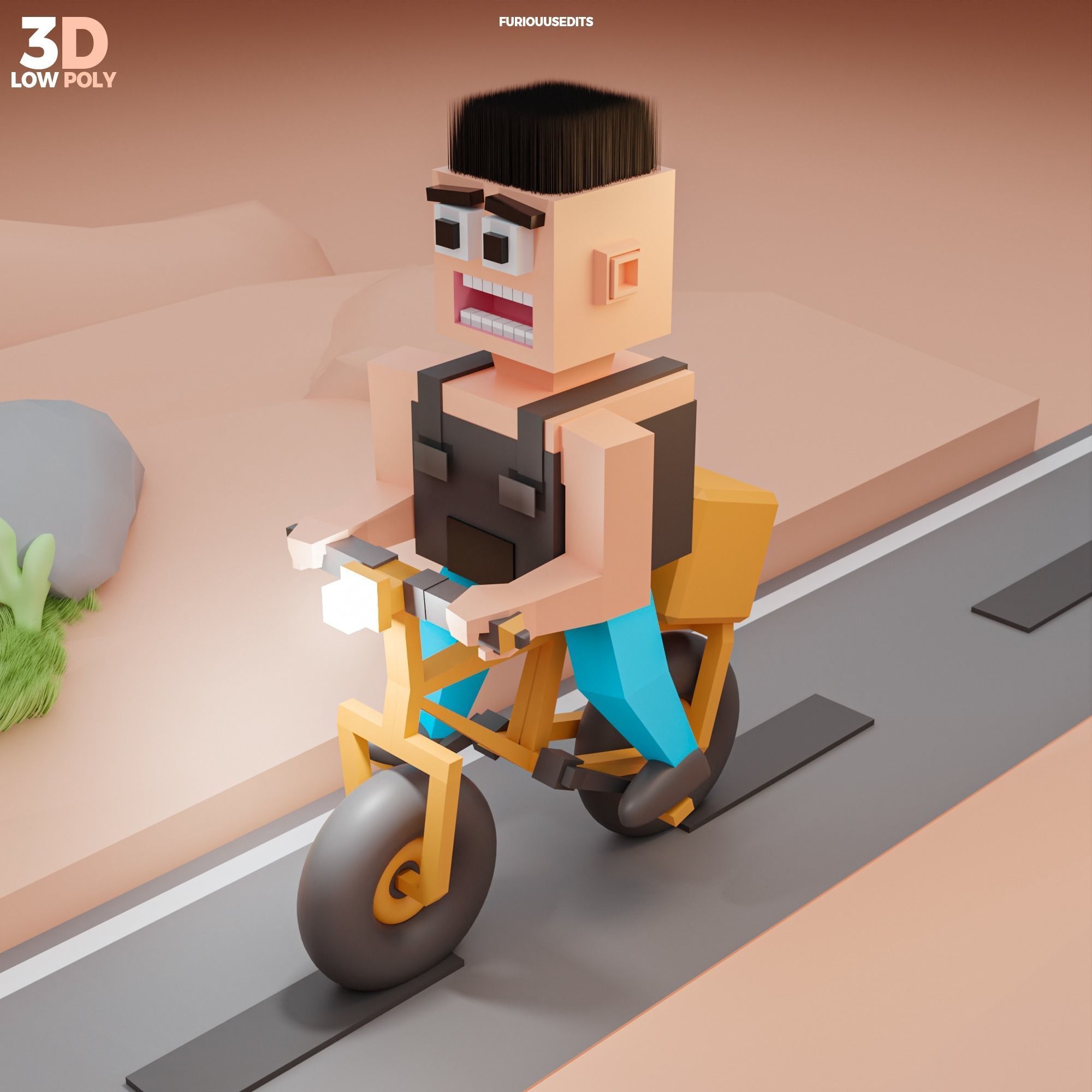 3D LOW POLY RIDE IN THE DESERT 3D model_1