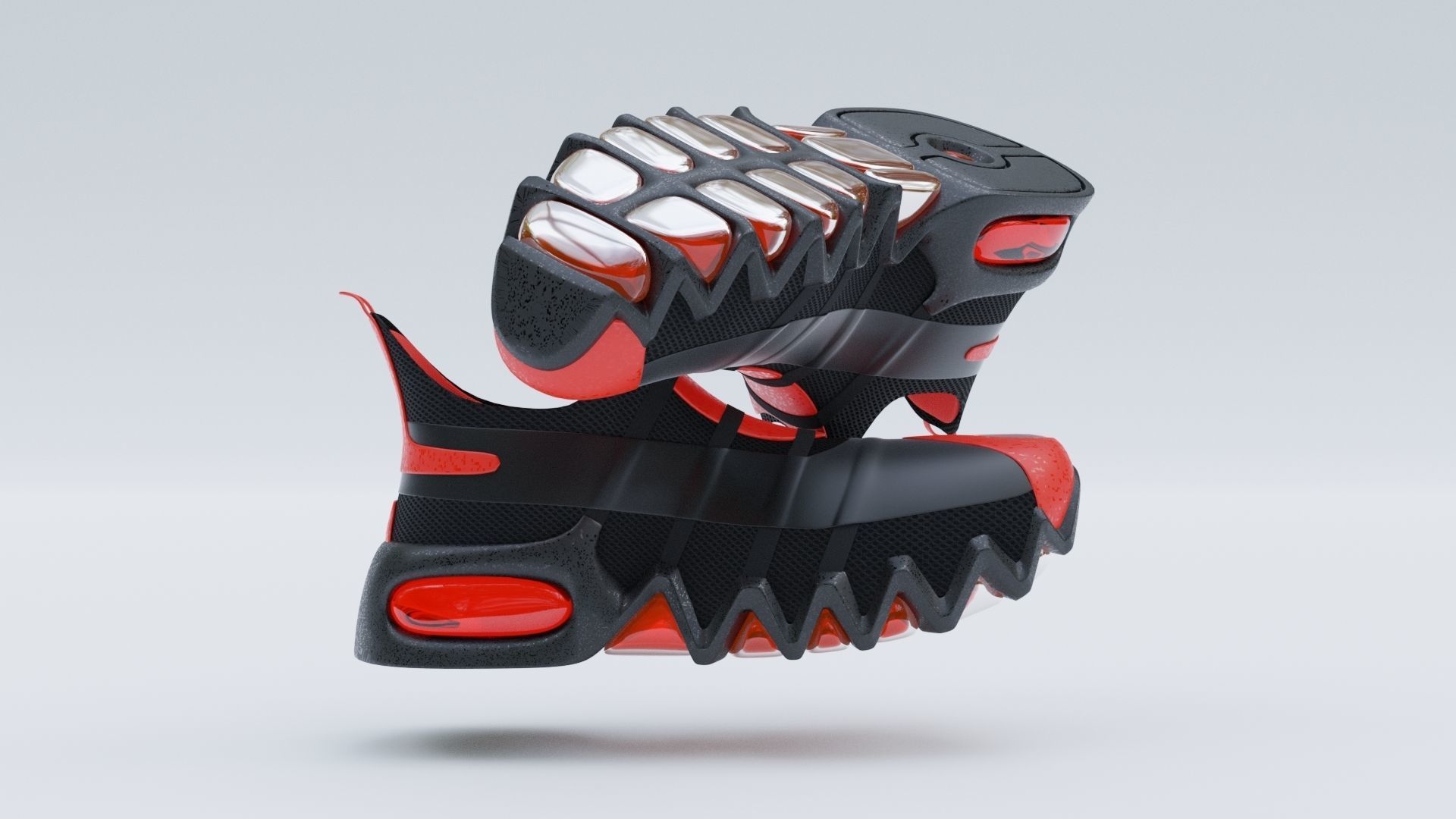 Sneakers sneaker with claws Low-poly 3D model_7