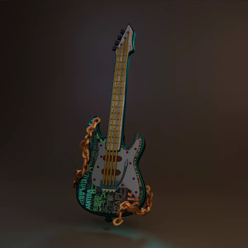 Metal Rock Guitar Free 3D model