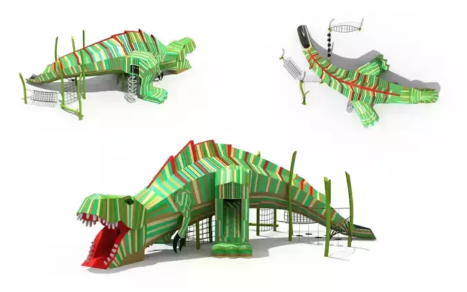 Kids outdoor wood commercial play structure 3D model 3D model