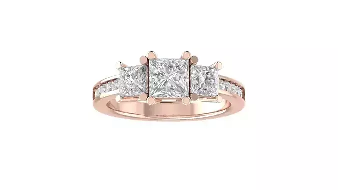 Women Princess Stone Band Ring 3dm STL OBJ FBX Renders Details 3D print model