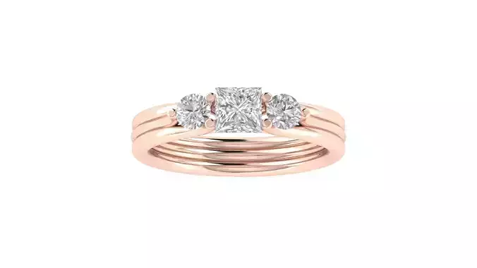 Women Princess Stone Band Ring 3dm STL OBJ FBX Renders Details 3D print model