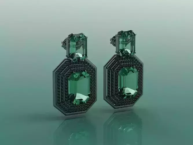 Emerald Cut Earring - 3D Jewelry - BR-524