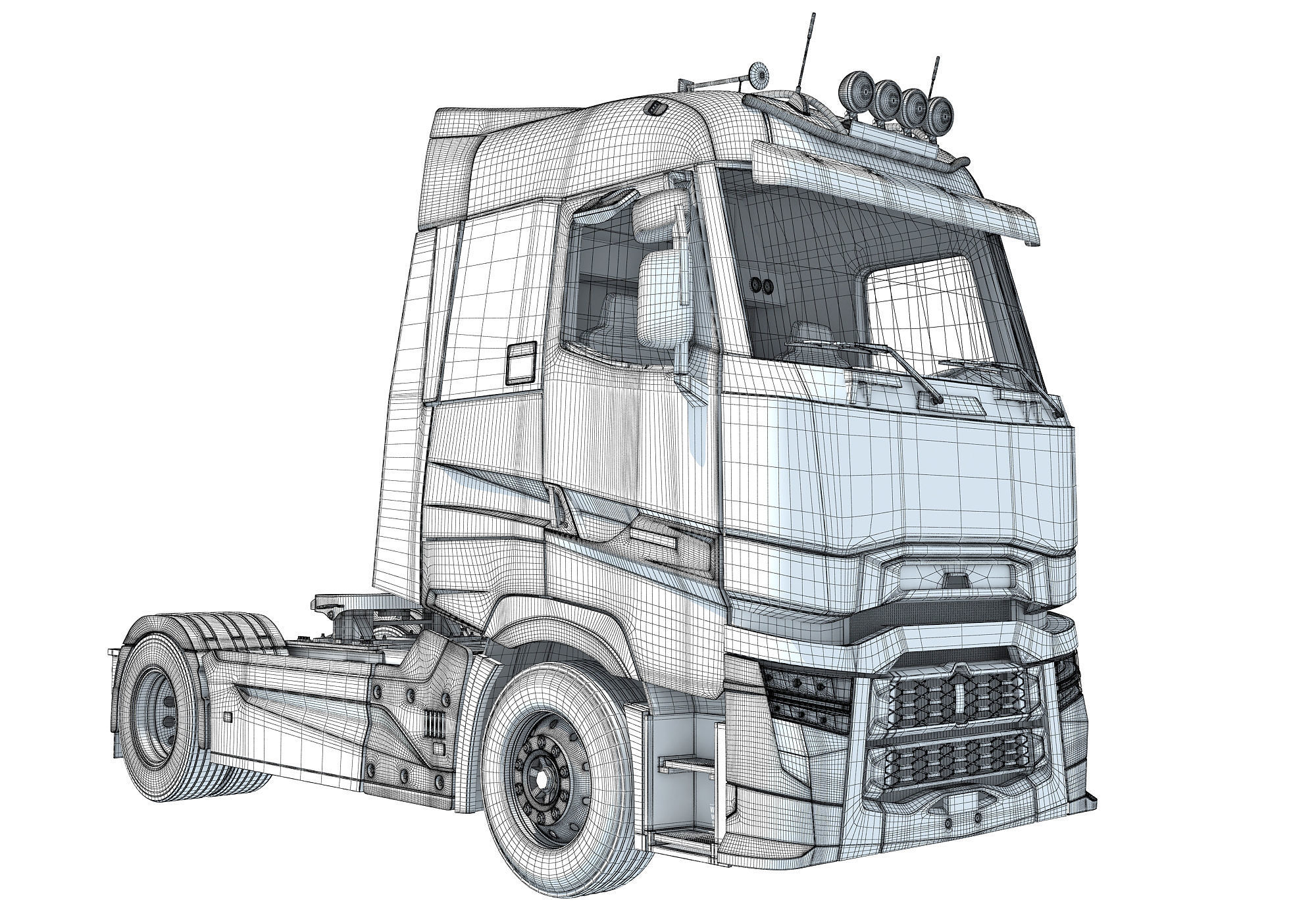Generic Semi Truck 3D model_19