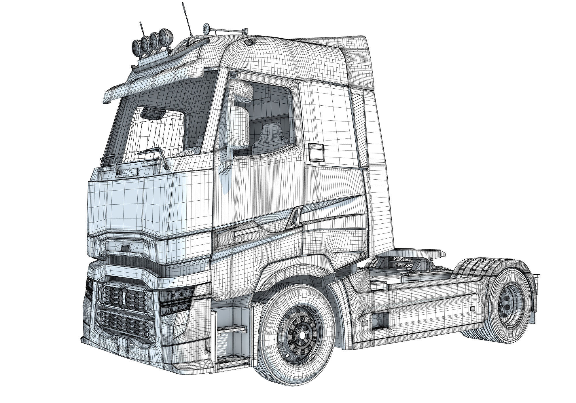 Generic Semi Truck 3D model_16
