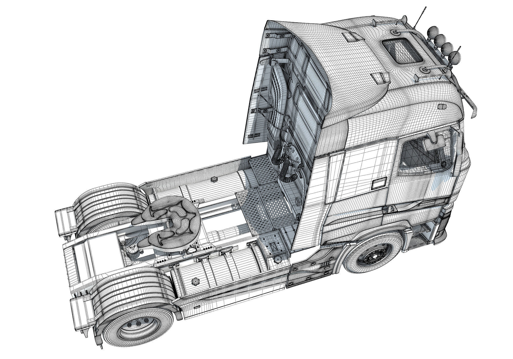 Generic Semi Truck 3D model_18