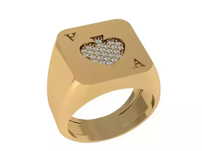Ring386 ace of spades ring gold with diamonds