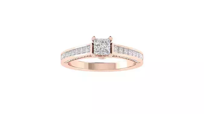 Women Engagement Princess Stone Ring 3dm STL OBJ Renders Details