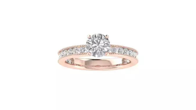Women Engagement Round Stone Ring 3dm STL OBJ Renders Details 3D print model