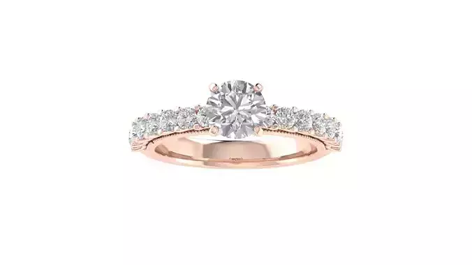 Women Engagement Round Stone Ring 3dm STL OBJ Renders Details
