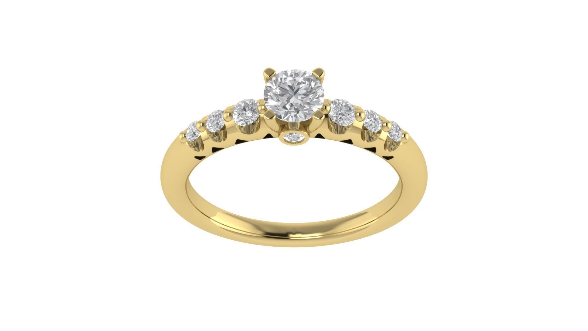 Women Engagement Round Stone Ring 3dm STL OBJ Renders Details 3D print model_20