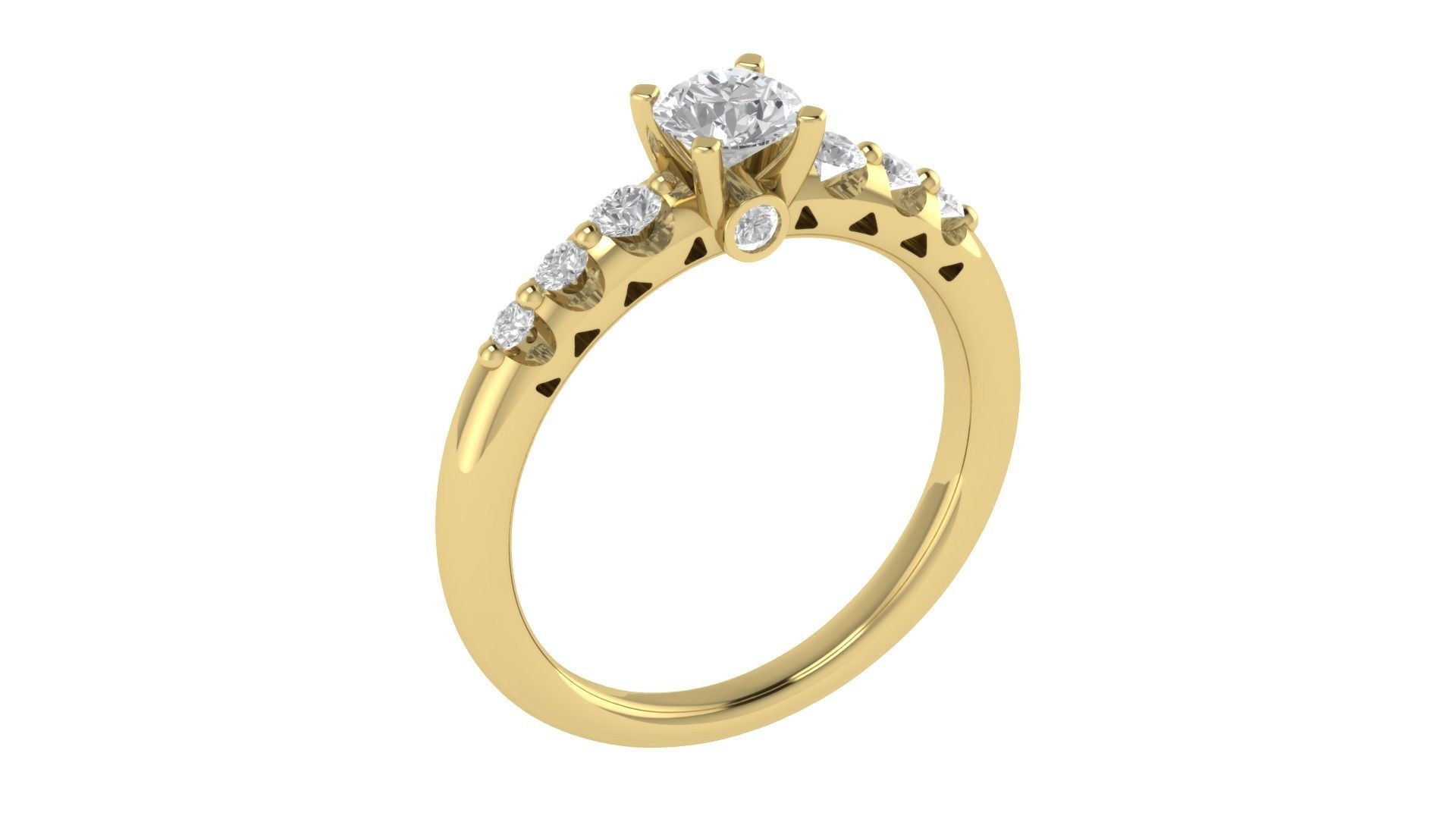 Women Engagement Round Stone Ring 3dm STL OBJ Renders Details 3D print model_5