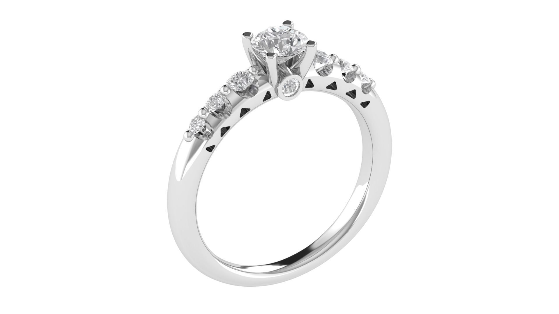 Women Engagement Round Stone Ring 3dm STL OBJ Renders Details 3D print model_4