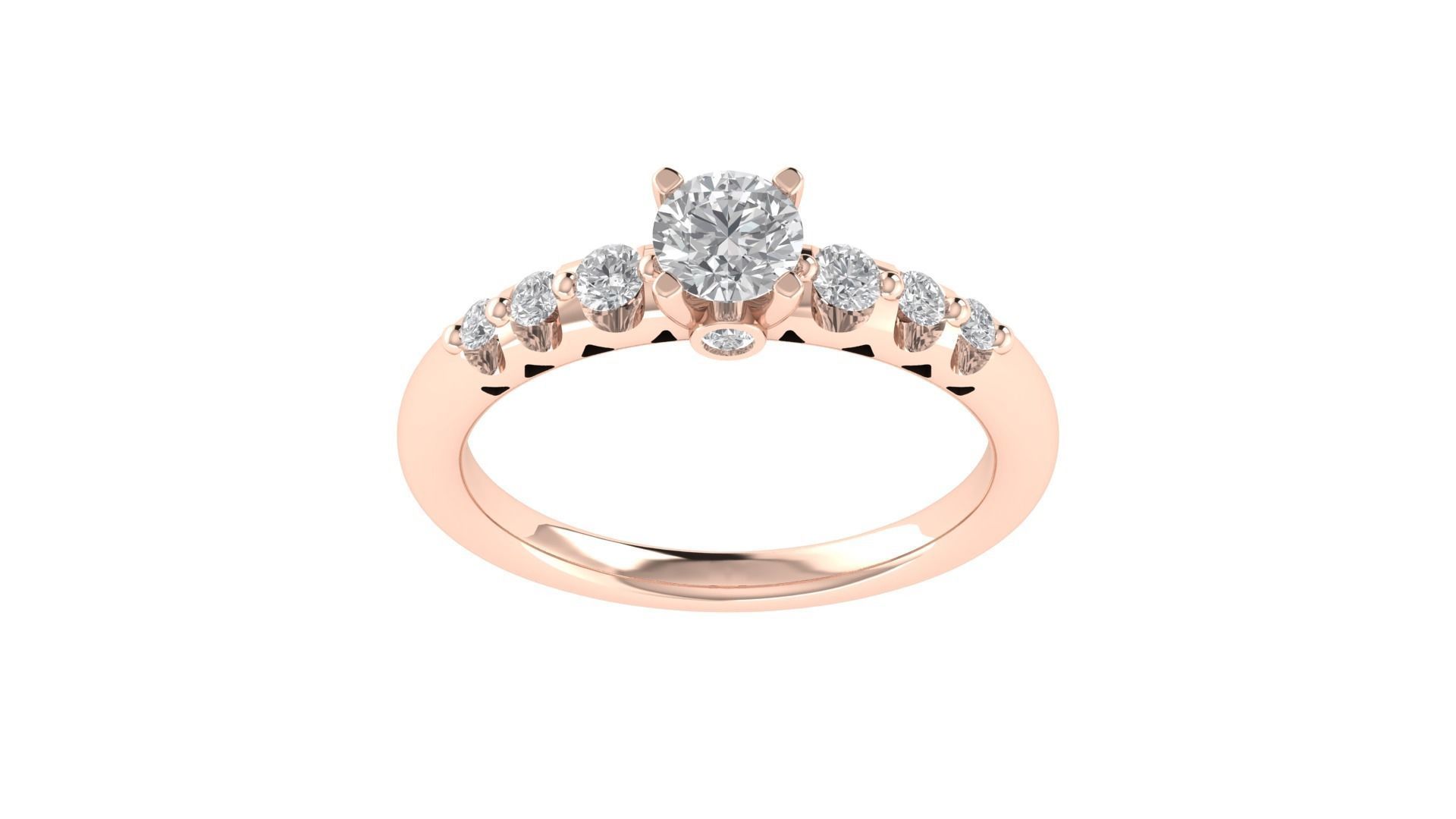 Women Engagement Round Stone Ring 3dm STL OBJ Renders Details 3D print model_19