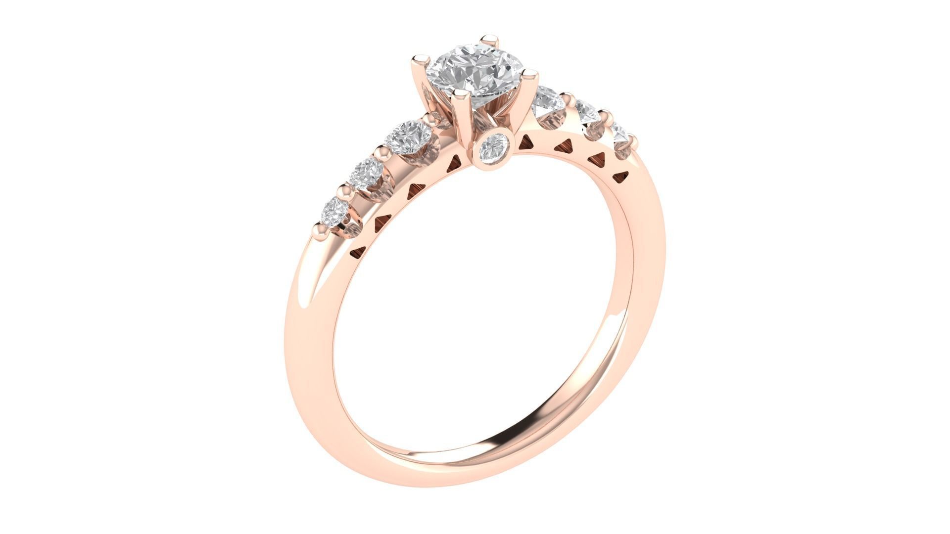 Women Engagement Round Stone Ring 3dm STL OBJ Renders Details 3D print model_3