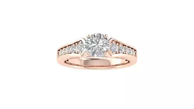 Women Engagement Round Stone Ring 3dm STL OBJ Renders Details