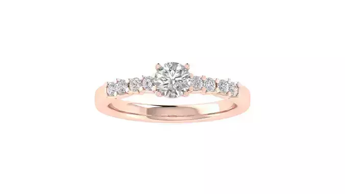 Women Engagement Round Stone Ring 3dm STL OBJ Renders Details 3D print model