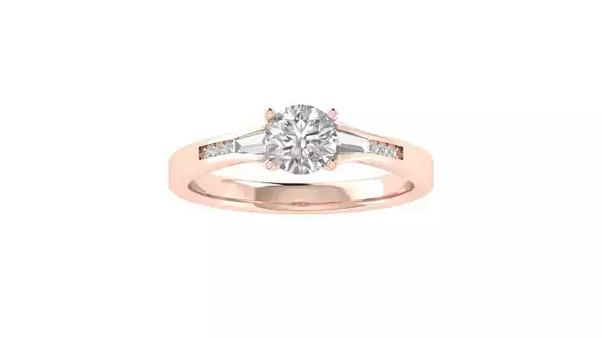 Women Engagement Round Stone Ring 3dm STL OBJ Renders Details