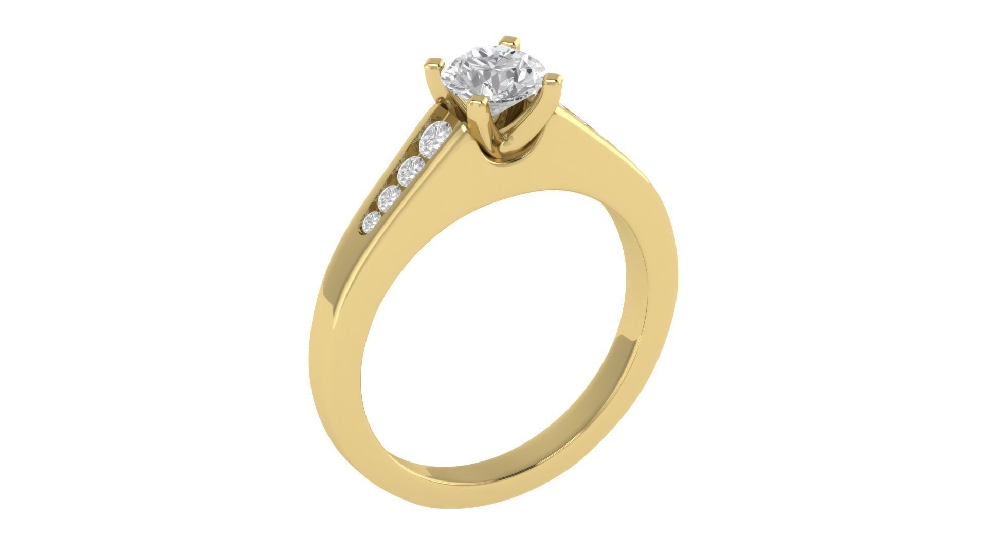 Women Engagement Round Stone Ring 3dm STL OBJ Renders Details 3D print model_4