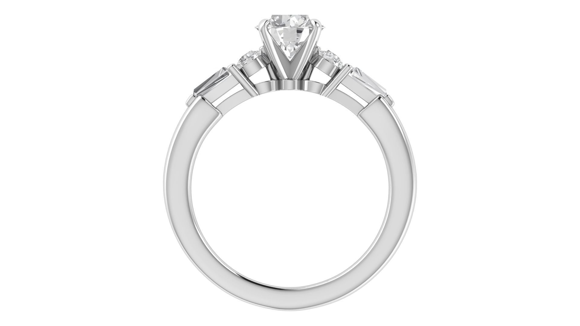 Women Engagement Round Stone Ring 3dm STL OBJ Renders Details 3D print model_7