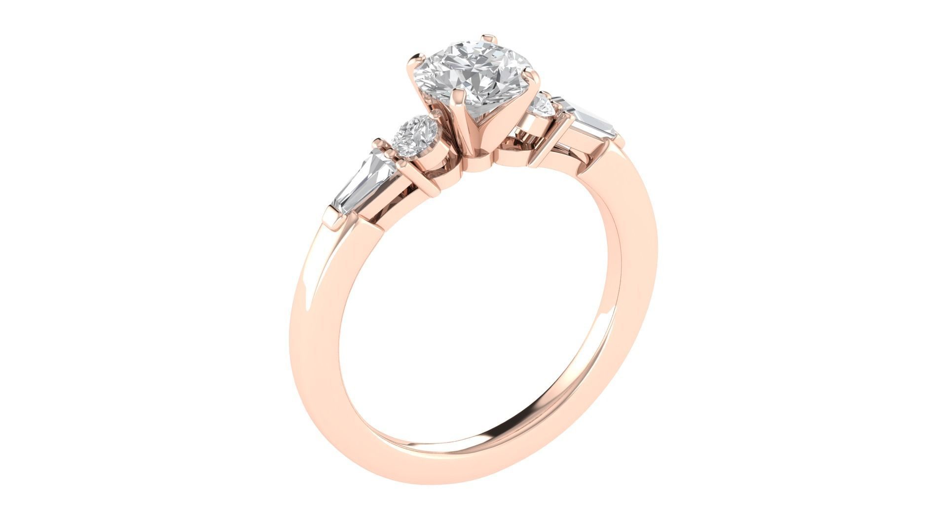 Women Engagement Round Stone Ring 3dm STL OBJ Renders Details 3D print model_4