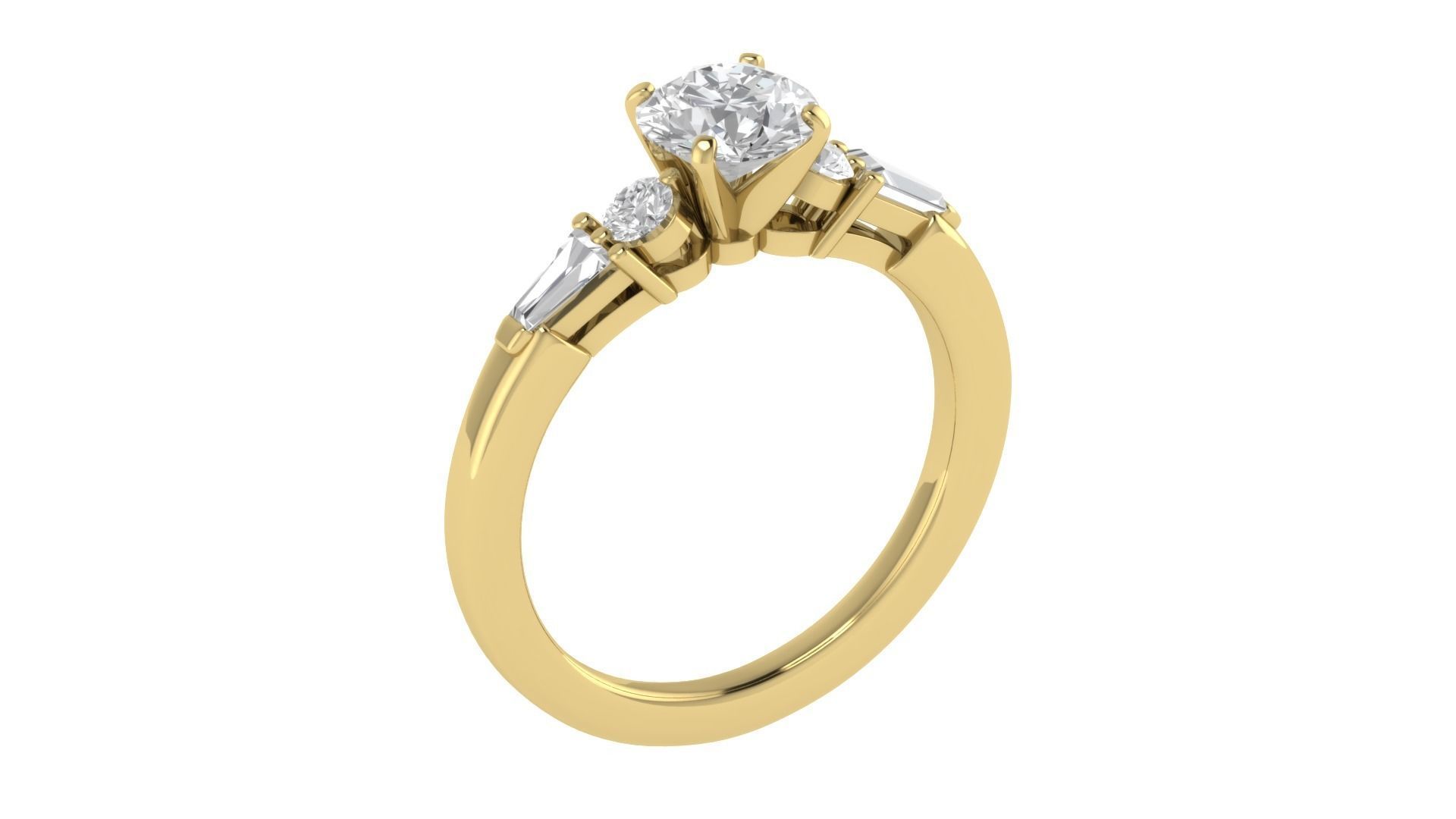 Women Engagement Round Stone Ring 3dm STL OBJ Renders Details 3D print model_5
