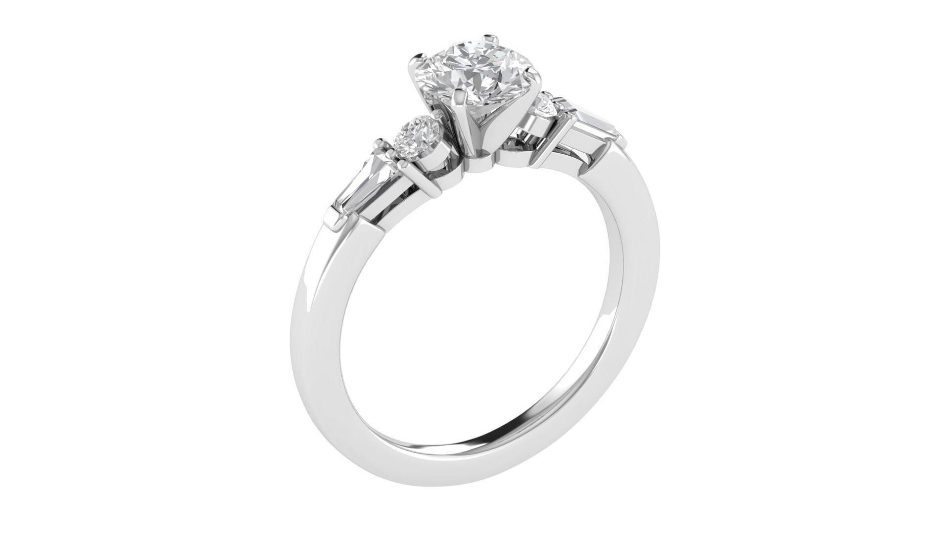 Women Engagement Round Stone Ring 3dm STL OBJ Renders Details 3D print model_3