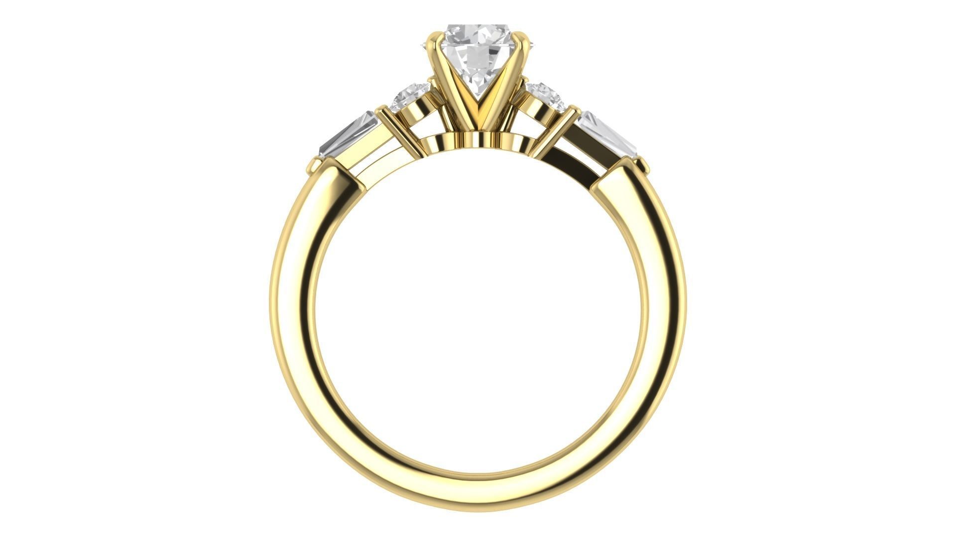 Women Engagement Round Stone Ring 3dm STL OBJ Renders Details 3D print model_8