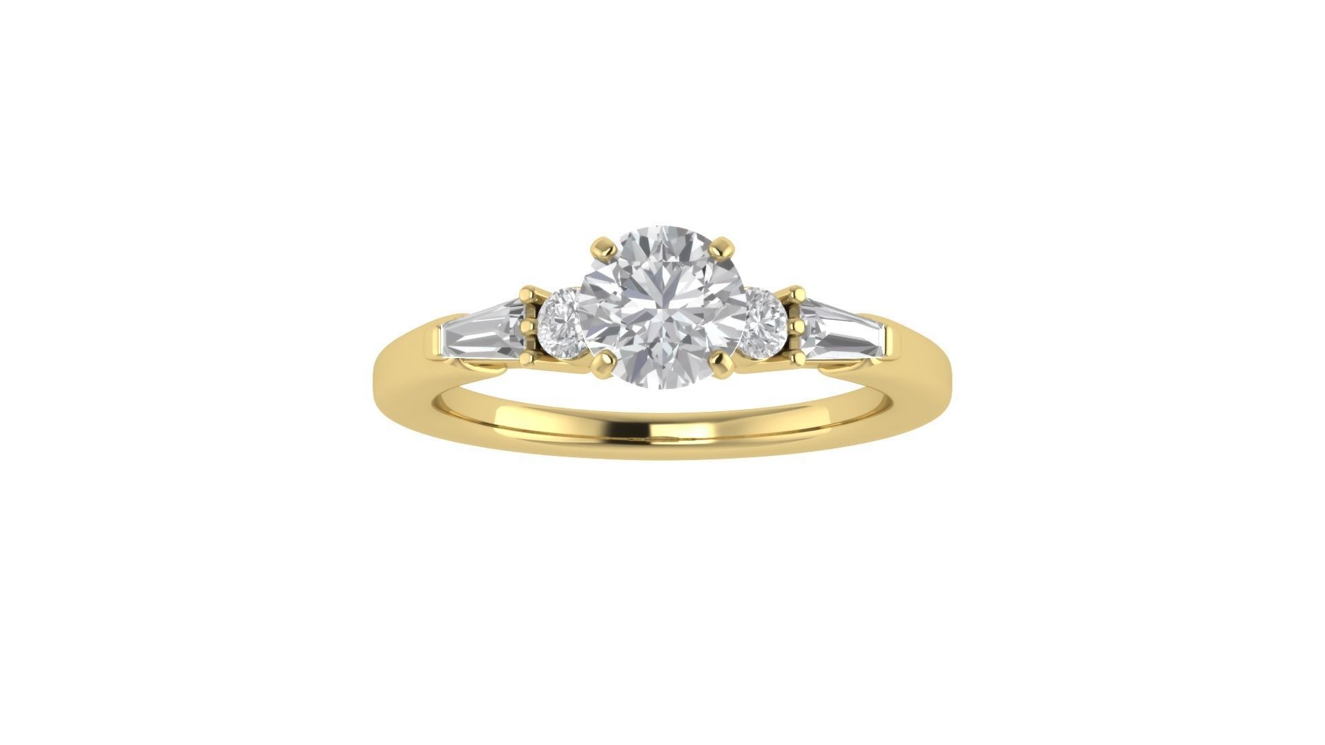 Women Engagement Round Stone Ring 3dm STL OBJ Renders Details 3D print model_1