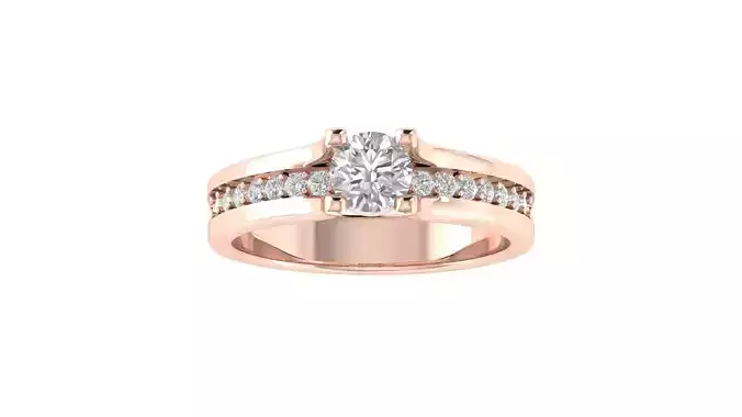 Women Engagement Round Stone Ring 3dm STL OBJ Renders Details