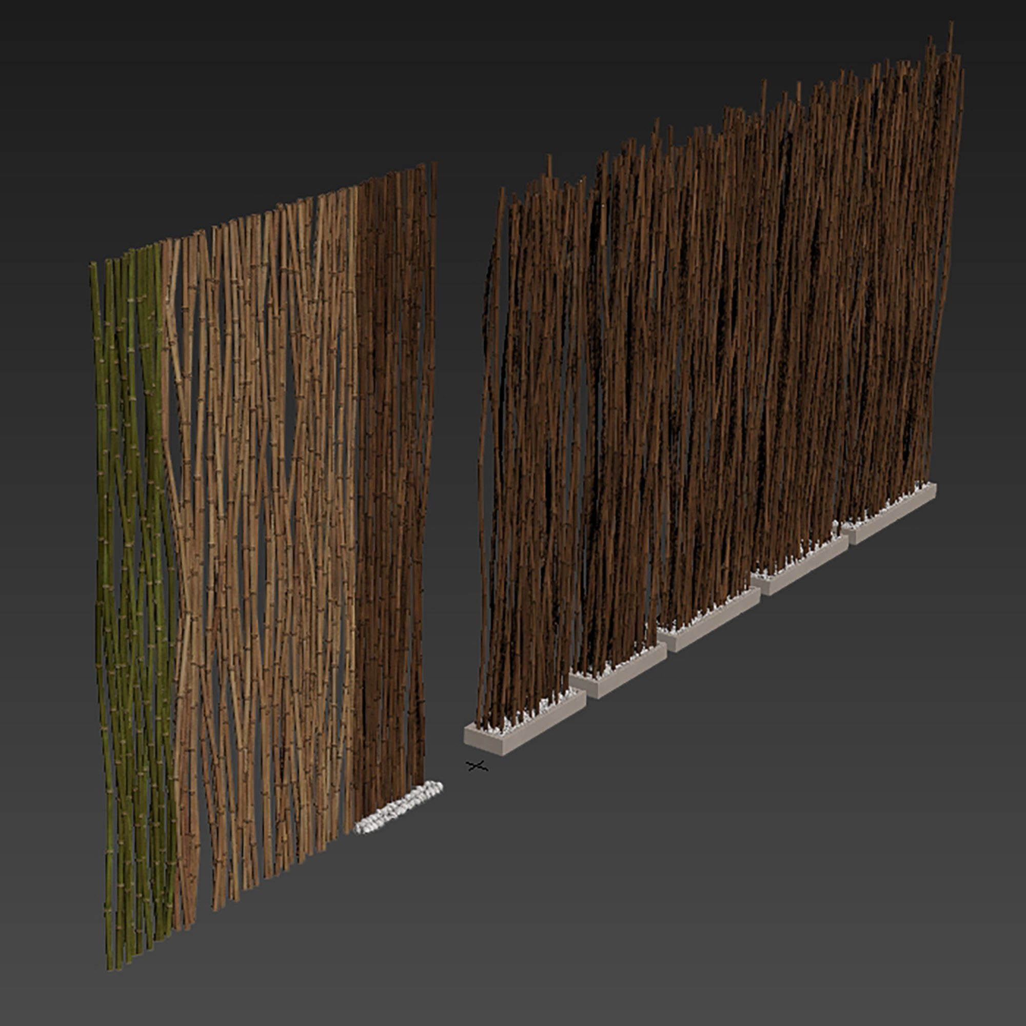 Bamboo low decor small pebble n4 3D model_9