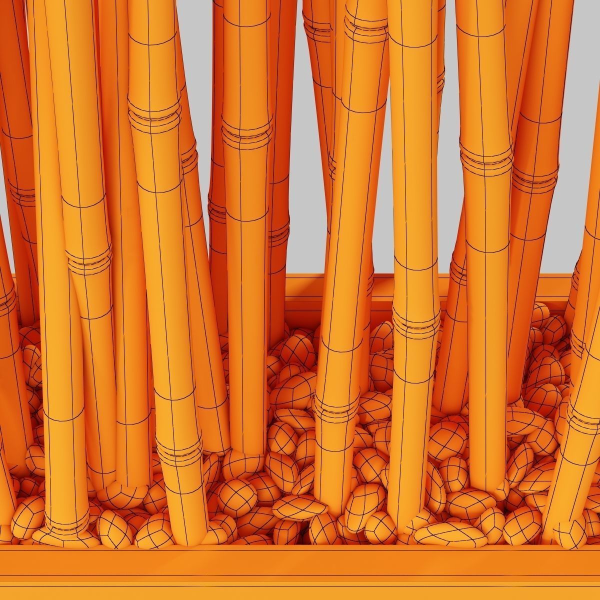 Bamboo low decor small pebble n4 3D model_11