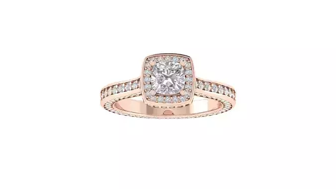 Women Engagement Square Hole Ring 3dm STL OBJ FBX Render Details