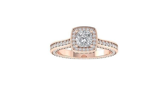 Women Engagement Square Hole Ring 3dm STL OBJ FBX Render Details 3D print model