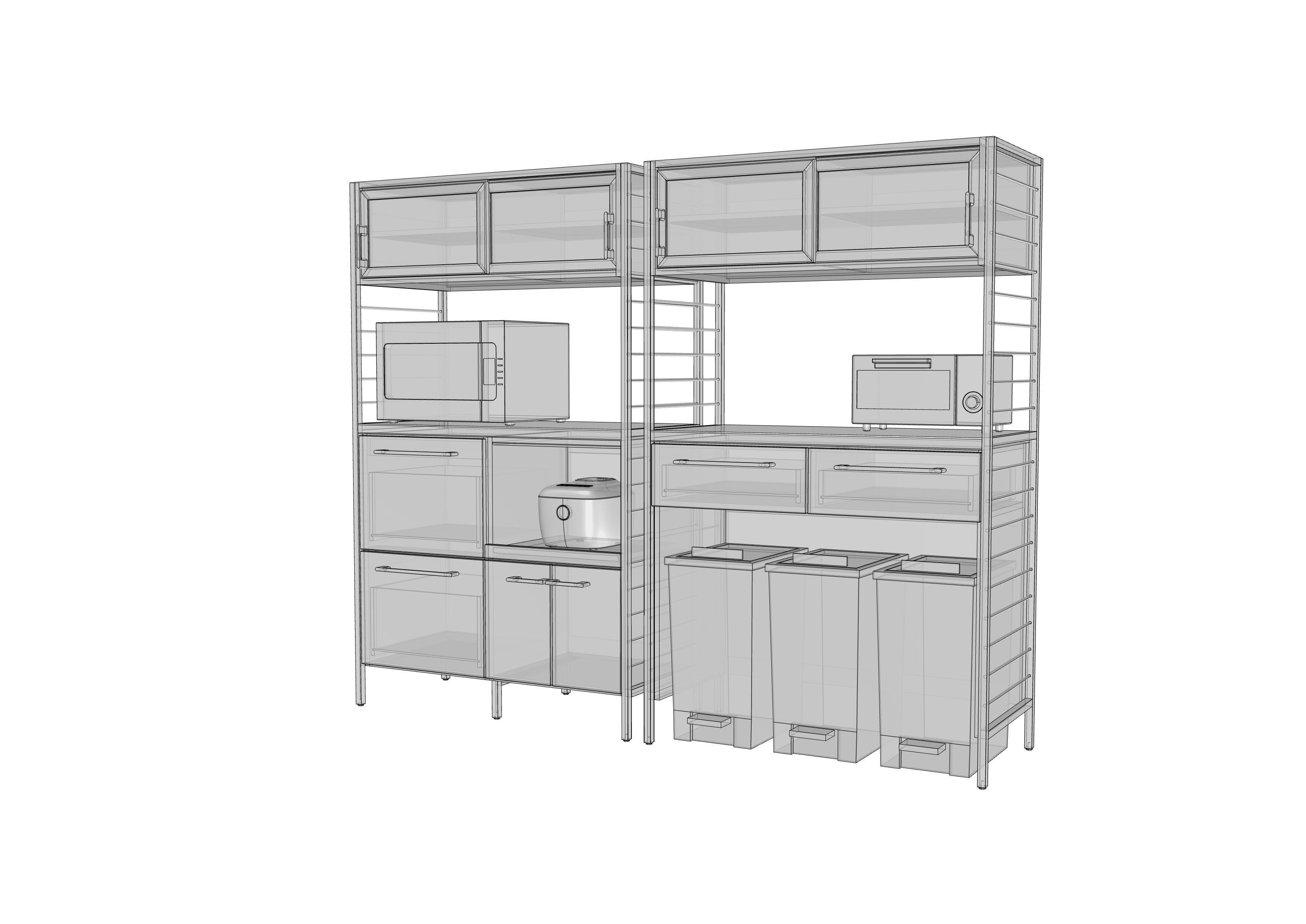 2 types of kitchen storage shelves 3D model_8