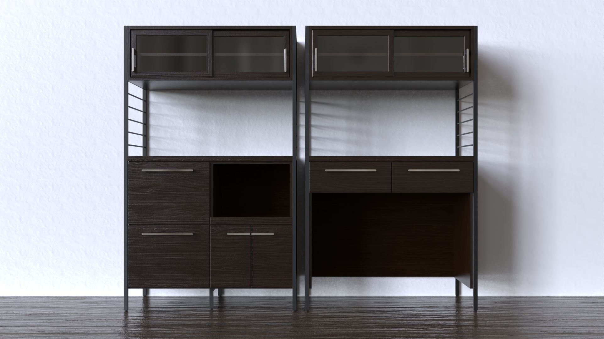 2 types of kitchen storage shelves 3D model_2