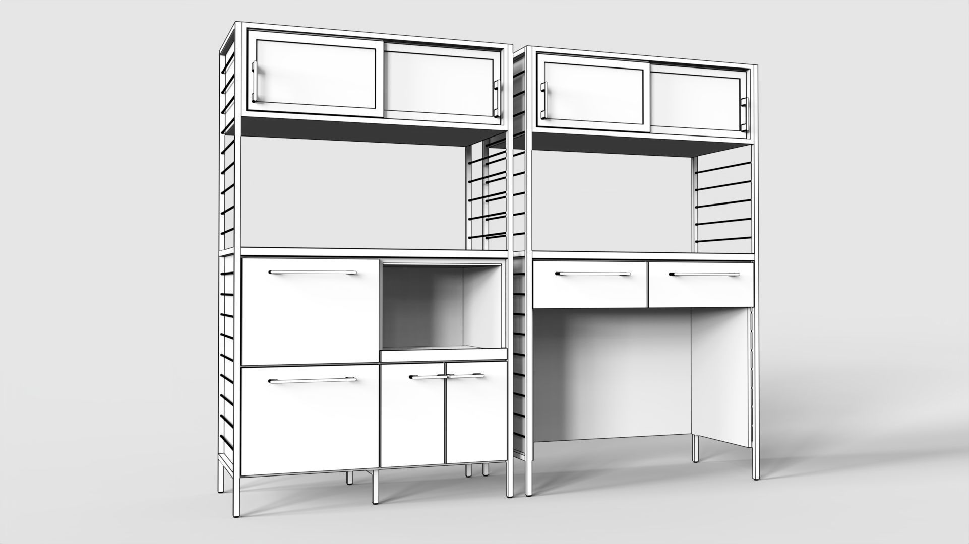 2 types of kitchen storage shelves 3D model_1
