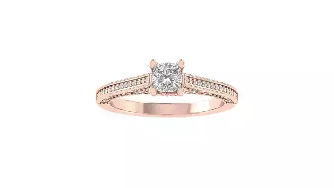 Women Engagement Round Stone Ring 3dm STL OBJ Renders Details