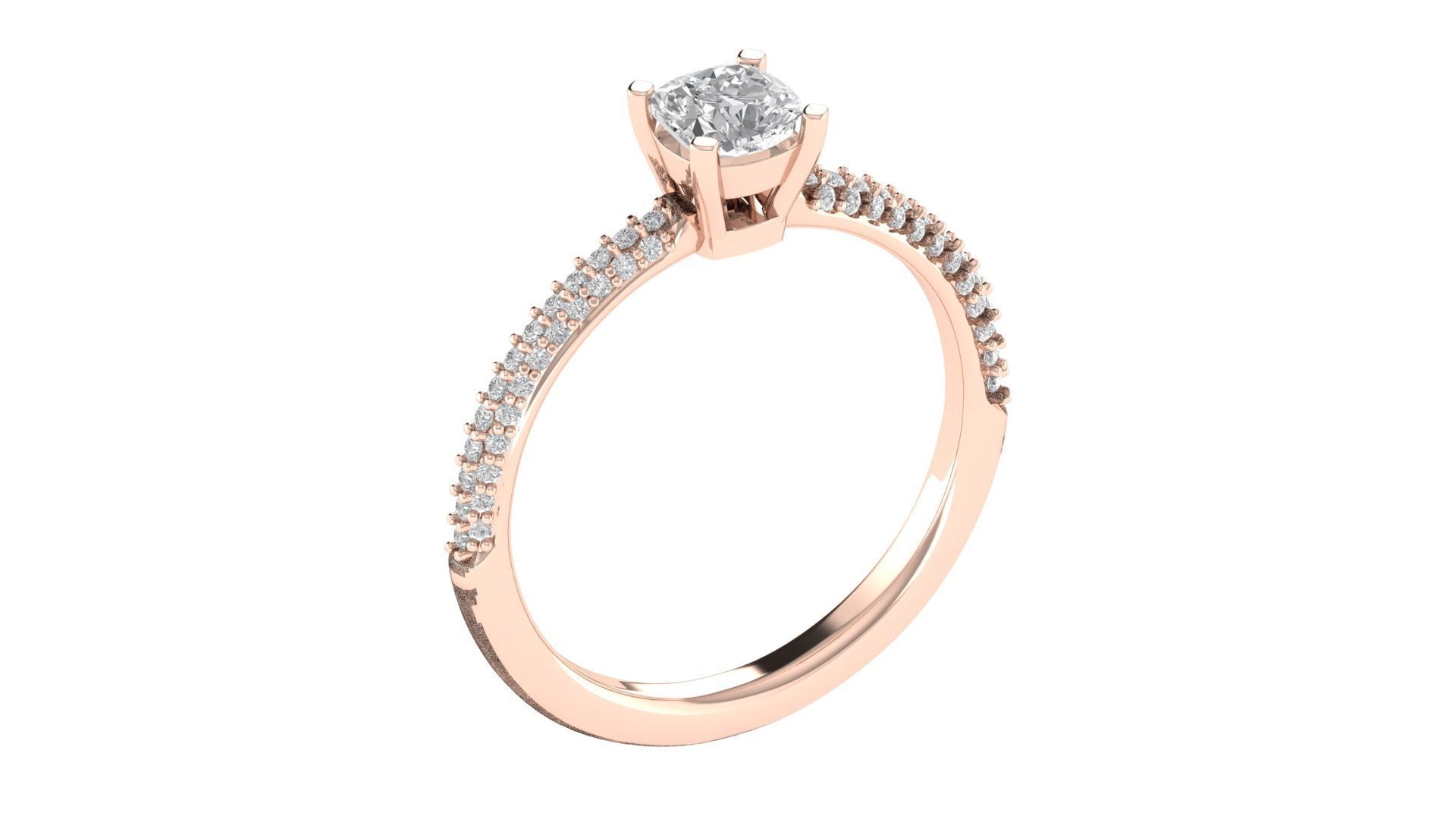 Women Engagement Round Stone Ring 3dm STL OBJ Renders Details 3D print model_5