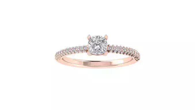 Women Engagement Round Stone Ring 3dm STL OBJ Renders Details 3D print model
