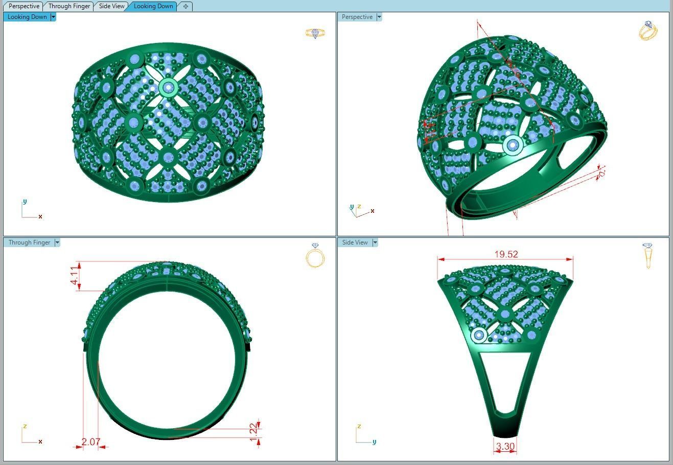 Ring388 gold ring with diamonds 3D print model_4