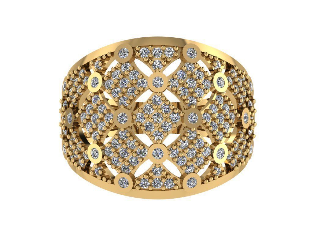 Ring388 gold ring with diamonds 3D print model_1