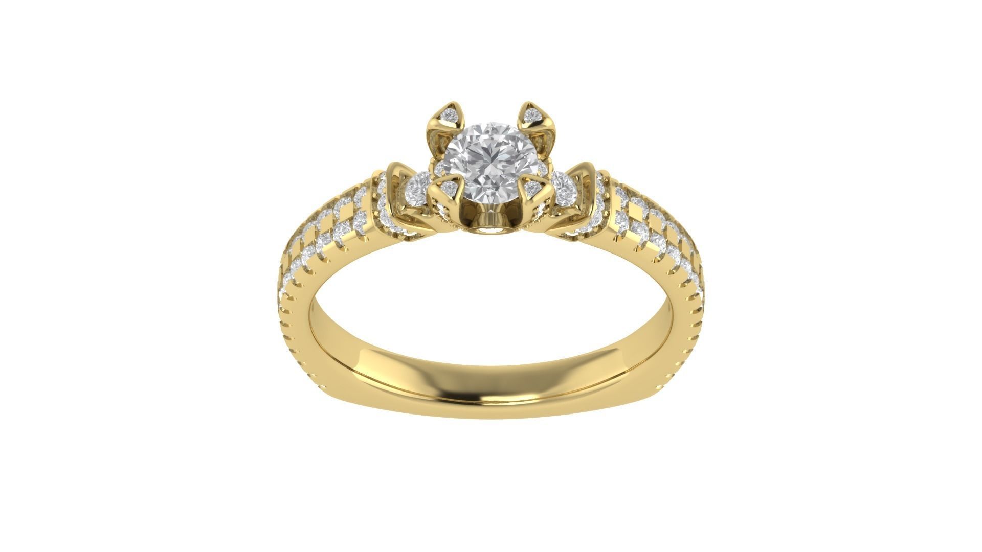 Women Engagement Round Stone Ring 3dm STL OBJ Renders Details 3D print model_19